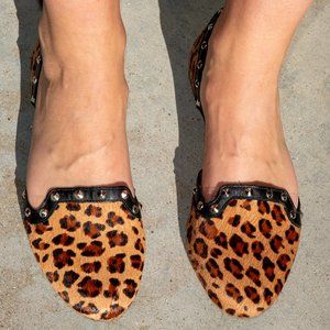 Corso Como Studded Calf Hair Leopard Print Flats